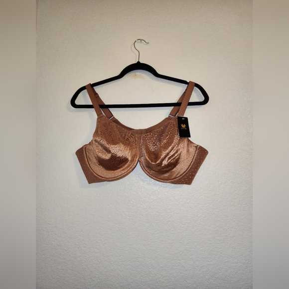 Wacoal Back Appeal Underwire Bra in Cocoa with Gold Dot Embellishment Size 44C - Picture 4 of 16